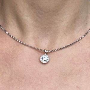 14k Solid white gold pendant with diamonds
